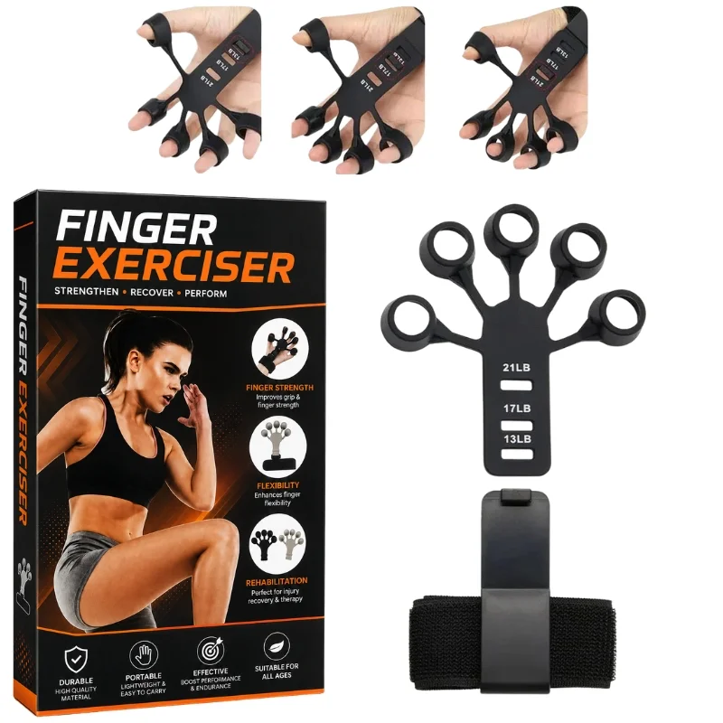 Adjustable Hand Grip Strengthener - Resistance Finger Exerciser & Hand Therapy Trainer for Fitness & Arthritis Relief